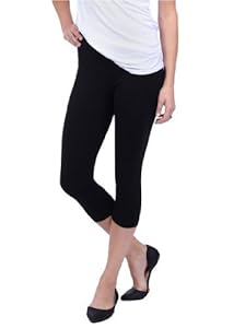 Lysse Women's Tummy Control Shaping Cotton Capri Leggings,Black,L