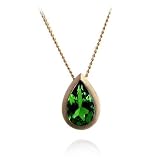14k Matte Finish Yellow Gold Bezel Set Pear Shaped Chrome Diopside Pendant