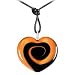  : AKUAMARINA SWIRLING HEART MURANO GLASS NECKLACE BLACK/ORANGE