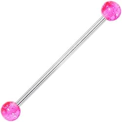 Pink Glitter Industrial Barbell 31mm