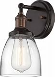 Nuvo Lighting 60/5514 Vintage Incandescent One Light Wall Sconce Cone Clear Glass Rustic Bronze