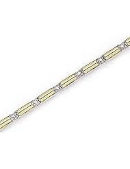 10kt Yellow Gold Bar and Diamond Bracelet 0.10ct TW