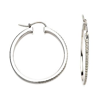 0.36 Ct. T.W. Diamond Hoop Earrings In Sterling Silver
