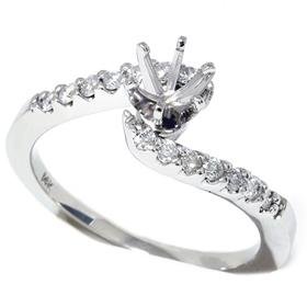 .25CT 14k White Gold Round Brilliant Round Diamond Semi Mount Engagement Mounting Re Setting Ring Color (G/H) Clarity (I1) Size 6 Resizable