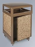 Howard Aspen 38 gallon Steel/Stone Panel Side Door with Cam Lock Brown with Desert Brown Stone Panels Waste Receptacle R38SD-201PL