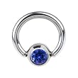 16 Gauge 1/4" Sapphire Austrian Crystal BCR Captive Ring