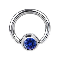 16 Gauge 1/4" Sapphire Austrian Crystal BCR Captive Ring