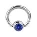 16 Gauge 1/4" Sapphire Austrian Crystal BCR Captive Ring