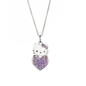 Hello Kitty Birthstone Kitty Sterling Silver Amethyst Pendant, 18 by Hello Kitty Simmons Jewelry Co.