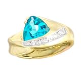 14K 1.25 CT Trillion Blue Topaz & Diamond Band
