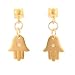 Vermeil Hamsa Hand with 1pt Diamond Gemstone Dangle Earrings on Domed Square Post, #7704