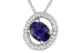 1 Carat Iolite and Diamond 14K White Gold Pendant w/Chain