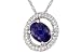 1 Carat Iolite and Diamond 14K White Gold Pendant w/Chain
