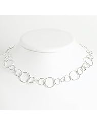 Sterling Silver Fancy Round Link Necklace - 18 Inch