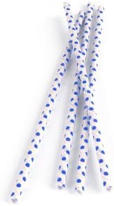 Kikkerland Biodegradable Paper Straws, Blue Swiss Dots (Box of 144)