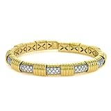 18k Yellow Gold Flexible 0.66ct Diamond Bangle - 7 Inch