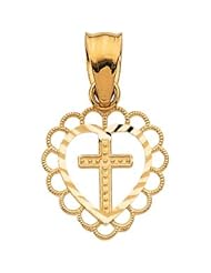 14K Gold Cross/Heart Pendant