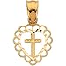 Genuine IceCarats Designer Jewelry Gift 14K Yellow Gold Cross/Heart Pendant. 16.25X10.00 Mm Cross/Heart Pendant In 14K Yellow Gold