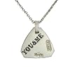 You & Me Triangular Platinum Overlay CAREFREE Sterling Silver Pendant Necklace