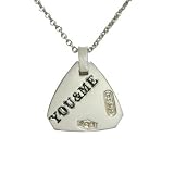 You & Me Triangular Platinum Overlay CAREFREE Sterling Silver Pendant Necklace