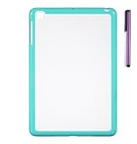 Apple® Ipad® Mini Candy Protector Cover Case Surrounded By A Shock Absorbent TPU Border With Purple Stylus Touch Screen Pen (Teal)