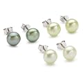 Valero Pearls pearls4girls Damen-Ohrstecker 925 Sterlingsilber S��wasser-Zuchtperlen dunkelgr�n / hellgr�n / creme  60200125
