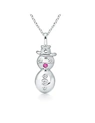 Round Pink Sapphire and Diamond Snowman Pendant- 0.02 ct TGW