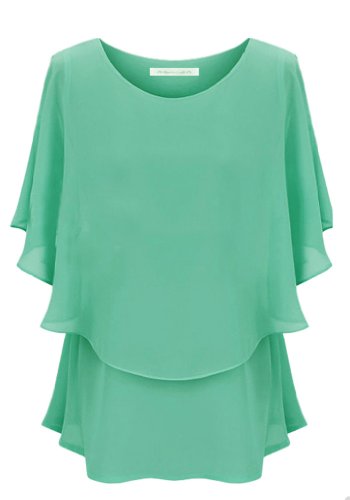 Andyshi® Women's Large Size Round Neck Chiffon Blouse Dress (Asia Size)