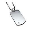 Tungsten Carbide Dog Tag with CZ on 22" Steel Bead Chain