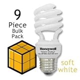 Honeywell 9 Watt Soft White T2 Mini Spiral, 9 pc Bulk Pack CFL Light Bulbs