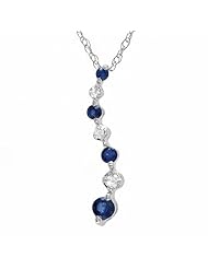 0.25 Carat (ctw) Dainty 10K White Gold Round Blue Sapphire Graduating Journey of Life Diamond Pendant 1/4 CT