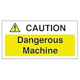 Caution Dangerous Machine Sign Self Adhesive. 100x200mm