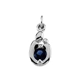 14K White Gold 3.5 MM Imitation Sapphire ''Mom and Child'' Charm