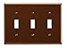 Leviton 3-Gang Toggle Device Switch Wallplate, Standard Size, Thermoset, Device Mount, 85011, Brown