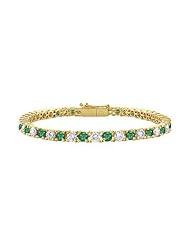 Emerald and Diamond Tennis Bracelet 18K Yellow Gold - 4.00 CT TGW