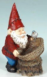 Decorative Gnome with Blue Bird Feeder