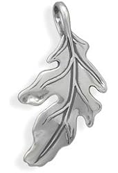 Sterling Silver Oxidized Oak Leaf Slide Slide Measures 18mm X 33mm Charm - JewelryWeb