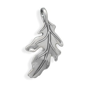Sterling Silver Oxidized Oak Leaf Slide Slide Measures 18mm X 33mm Charm - JewelryWeb