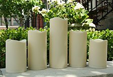 Set Of 5 Flameless Outdoor Resin Candles with Timer