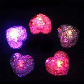Food Grade Plastic Reusable Fake Decorative heart LED Glow Light Up Ice Cubes Rocks Water Submersible for Party Wedding Club Bar Champagne Tower Decoration(Package of 12)