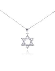 Sterling Silver Pendant Large Star Of David Micro Pave Pendant
