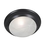 Kenroy Home 80362ORB Dickens Three-Light Flush Mount Light With 12 inch White Glass Shade, Oil Rubbed Bronze