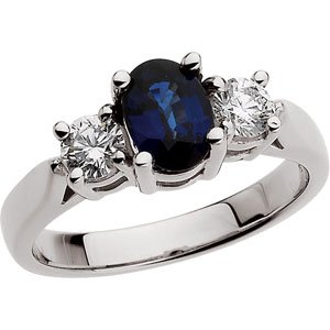 Genuine IceCarats Designer Jewelry Gift Platinum 3/8Ctw Dia And Sapphire Ring. 07.00X05.00 Mm 3/8Ctw Dia And Sapphire Ring In Platinum Size 7