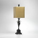 IMAGE OF Cyan Lighting 02683 Saint Michel Table Lamp, Brown with Silver Hi-Lights Finish with Gold Silk Shade