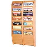 14 Pocket Magazine Wall Rack - Light Oak Finish (Light Oak) (36