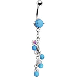 Semi Precious Turquoise Stone Dangle Belly Ring