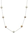 Gold Plated Sterling Silver Tin Cup Necklace with White and Natural Mother-of-Pearl and Champagne Freshwater Cultured Pearls Necklace, 18"