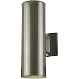 6797500 Two-Light Outdoor Wall Fixture, Polished Graphite Finish on Steel Cylinder