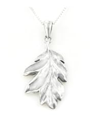Secrets of the Wood Sterling Silver Oak Leaf Pendant with 18" Box Chain Necklace