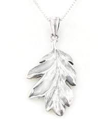 Secrets of the Wood Sterling Silver Oak Leaf Pendant with 18" Box Chain Necklace